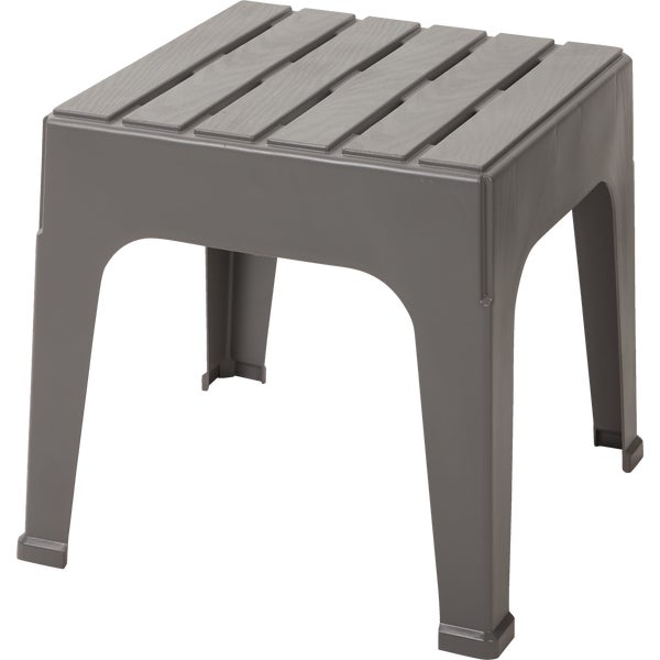 ****Adams Big Easy Square Resin Stackable Side Table Gray 18.9 In.