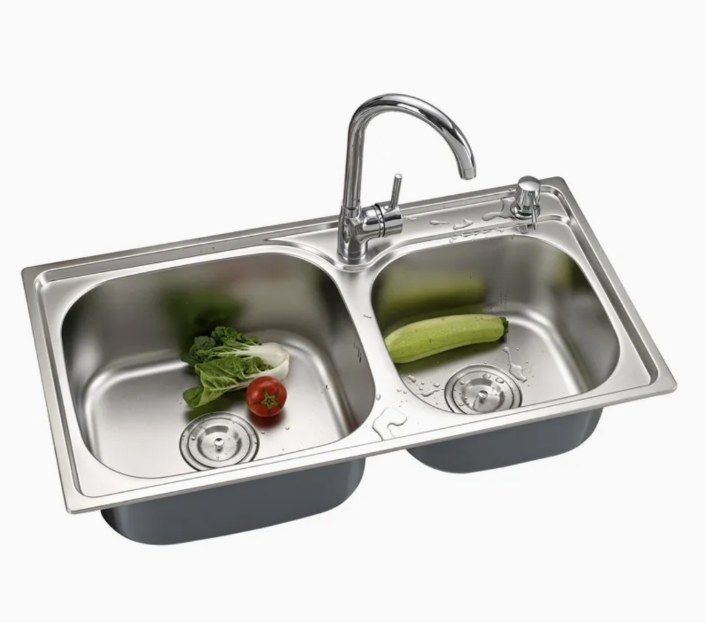 Royal Homes Topmount Double Bowl Kitchen Sink Stainless Steel