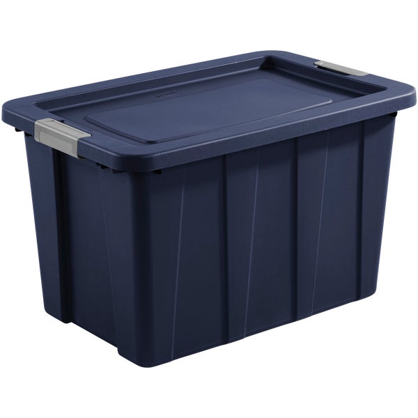 Sterilite Tuff1 30 Gal. Latching Tote 20 x 17 x 30 In., Dark Indigo with Titanium Latches