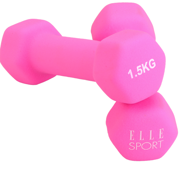 Elle Sport Neoprene Dumbbells 1.5 kg, Hot Pink - Pair
