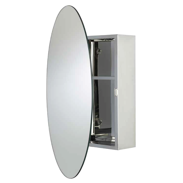 Elle Home Tay Oval Cabinet 16.7 H x 11.8 W x 3.9 D In. | Mirror 25.6 H x 17.7 W