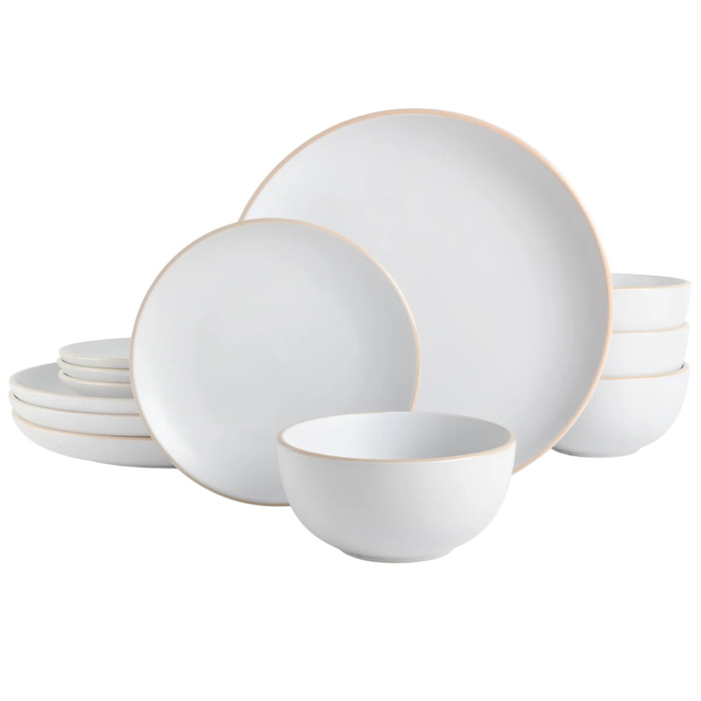 Gibson Home Rockaway 12pc Dinnerware Set Stoneware, Matte White