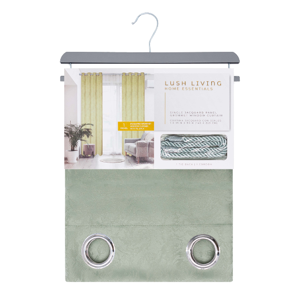 Nina Grommet Window Curtain Panel 55 x 90 In. Green