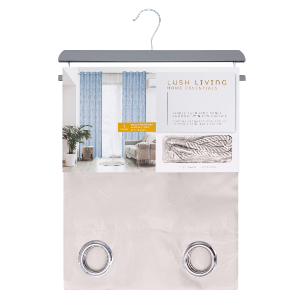 Cradenza Grommet Window Curtain Panel with Tie Back 55 x 90 In. Ivory