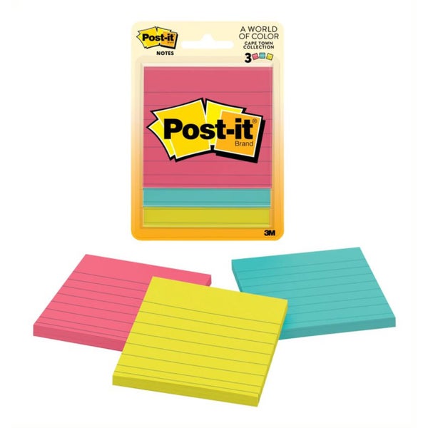 Post-it Ultra Colors Sticky Notes 3 In. 50 Sheet Pad, 3 Pads Per Pack