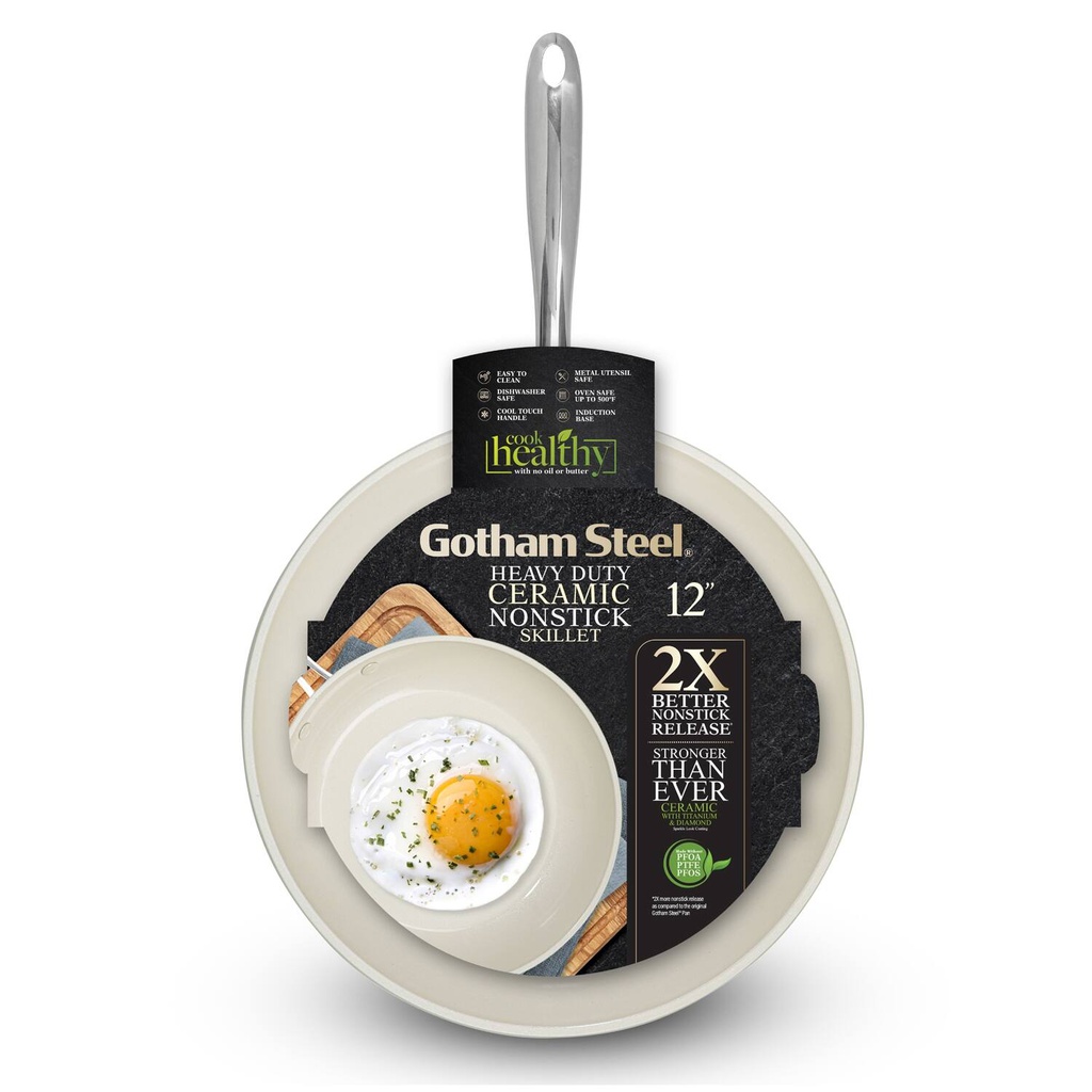 Gotham Steel Natural Collection Ceramic Fry Pan Non-Stick 12 In.