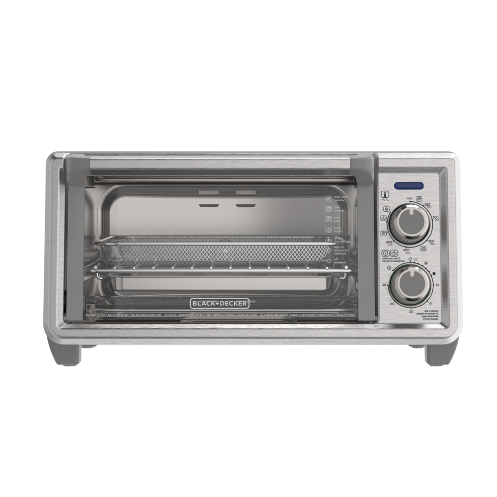 Black &amp; Decker Air Fryer Toaster Oven 4-Slice, Stainless Steel/ Dark Grey