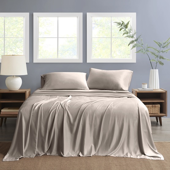 Nautica Twin Sheet Set Solid 3pc Taupe