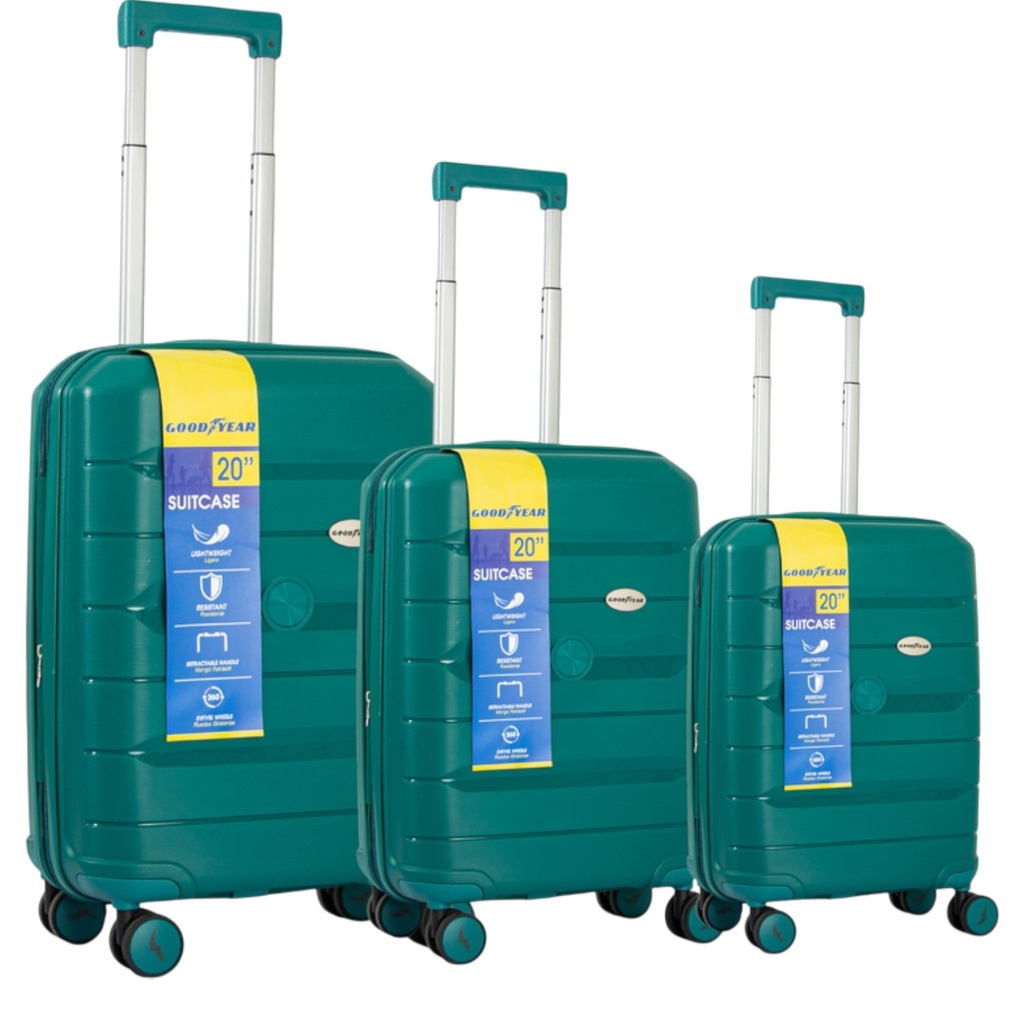 Goodyear 3pc Luggage Set, Turquoise