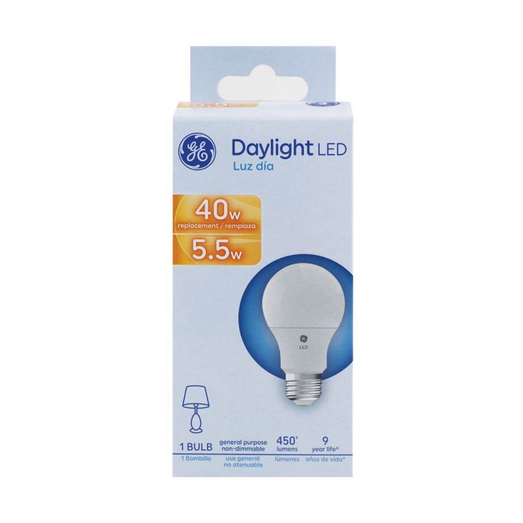 GE LED Bulb 5.5W A19 6500K 450LM UL