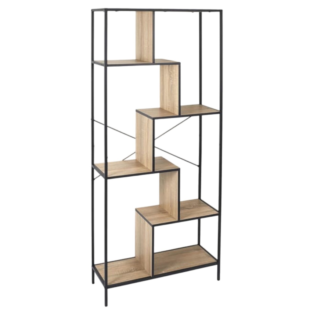Kenneth Cole Eastman Industrial Tall Asymetrical Stair Shelf, Oak