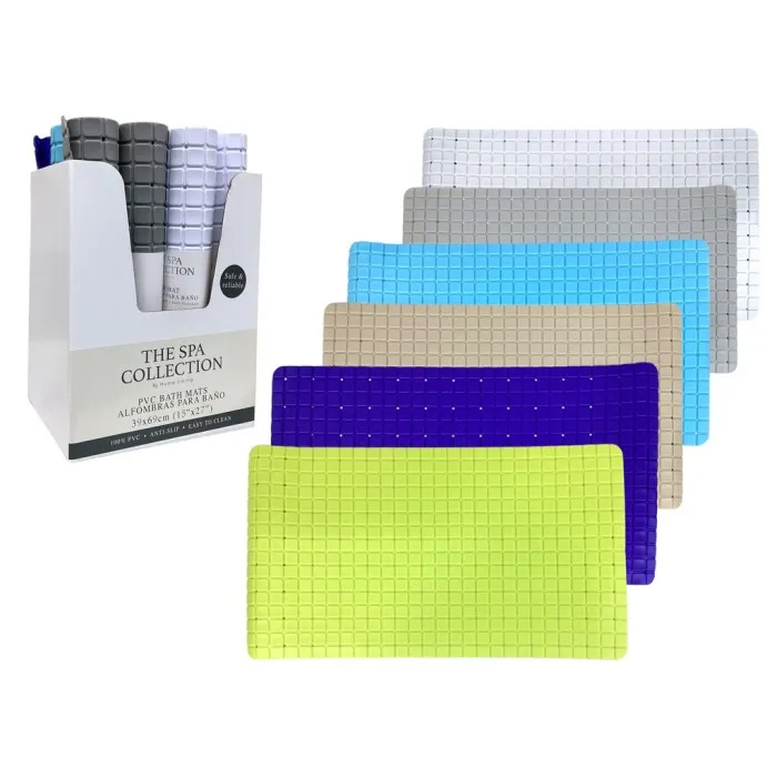 Spa Collection PVC Bath Mat, Square Design, Assorted Colours