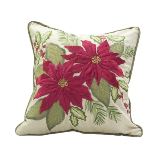 Miro Holiday Throw Pillow Poinsettia 40cm White/ Red/ Green