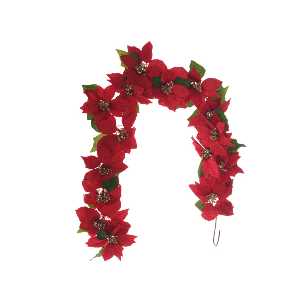 ^Miro Poinsettia Garland 145cm Red