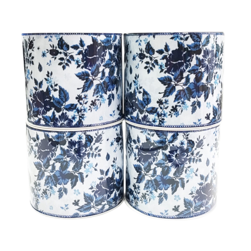 ^Miro Ribbon 10cm x 10 Yards Blue/ White