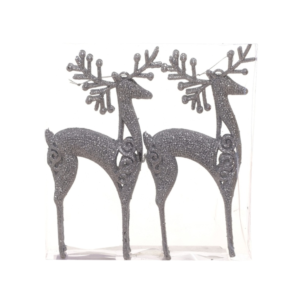 ^Miro Reindeer Ornaments 2pc Silver