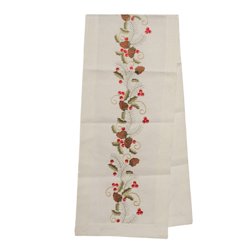 ^Miro Table Runner Acorn 13 x 70 In., White/ Red