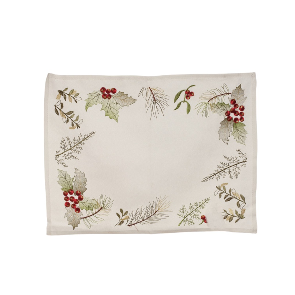 ^Miro Placemat, Berry 13 x 17.5 In., White/ Red