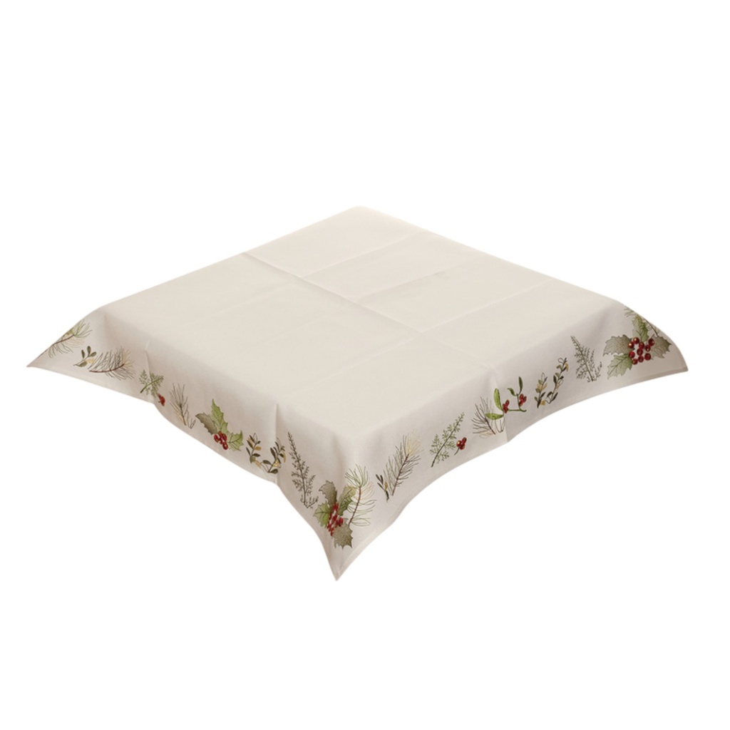 ^Miro Placemat and Table Cloth Set, Berry 69 In., White/ Red