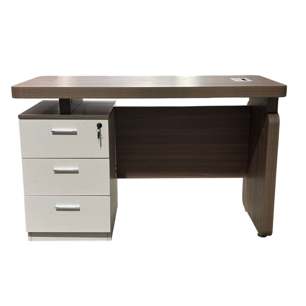 Venetto Office Desk 3-Drawer L 120 x W 60 x H 75cm, Dark Wood / Beige