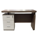 Mobel Office Desk 3-Drawer L 120 x W 60 x H 75cm, Dark Wood / Beige