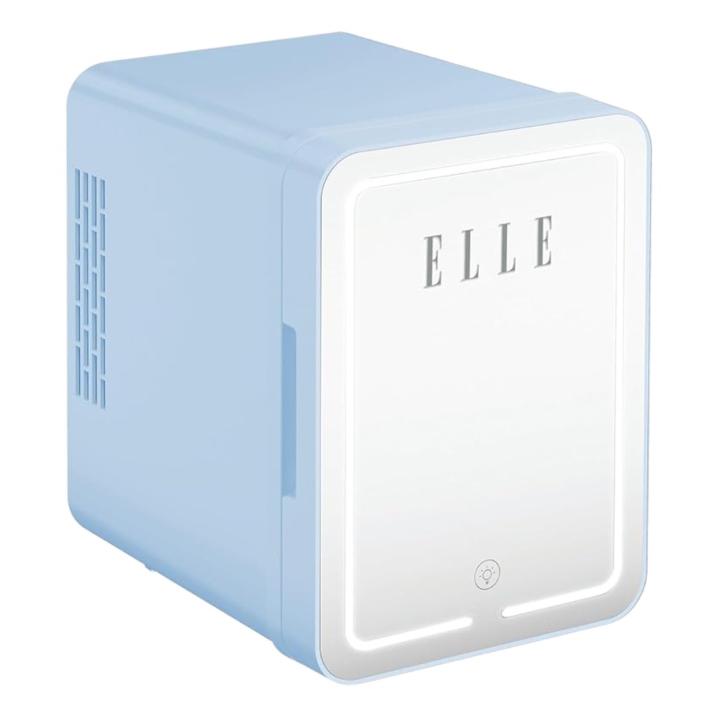 Elle Mini Cooler with LED Makeup Mirror, Blue