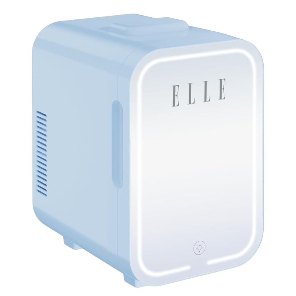 Elle Mini Cooler with LED Makeup Mirror, Blue