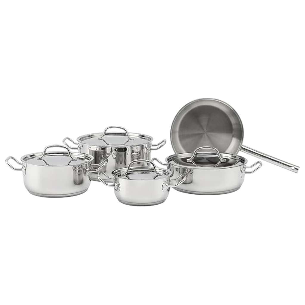 Elle Cookware Set 9-Piece, Stainless Steel