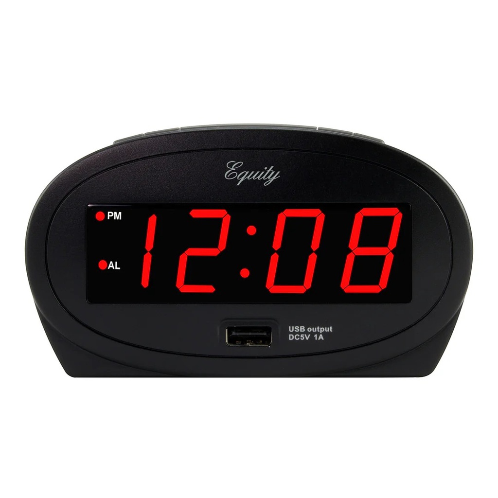 La Crosse Technology Equity LED Alarm Clock with USB Charging Port 0.9 In. Red