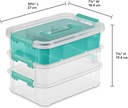 Sterilite Stack &amp; Carry 3-Layer Handle Box &amp; Tray, Clear/ Turquoise