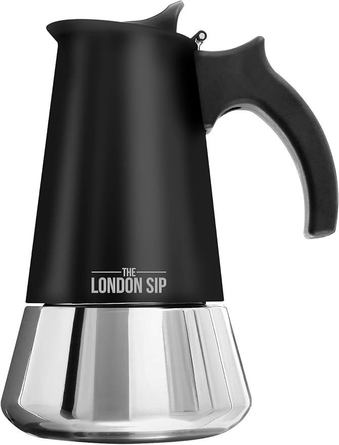 London Sip Stainless Steel Espresso Maker 6-cup, Matte Black