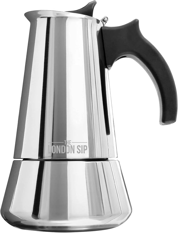 London Sip Stainless Steel Espresso Maker 3-cup, Silver