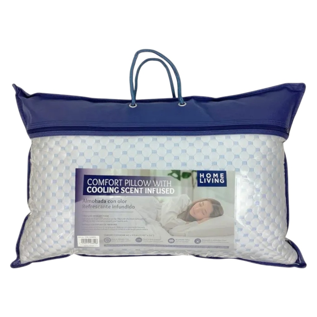Home Living Cooling Memory Foam Pillow 60x40cm, Blue
