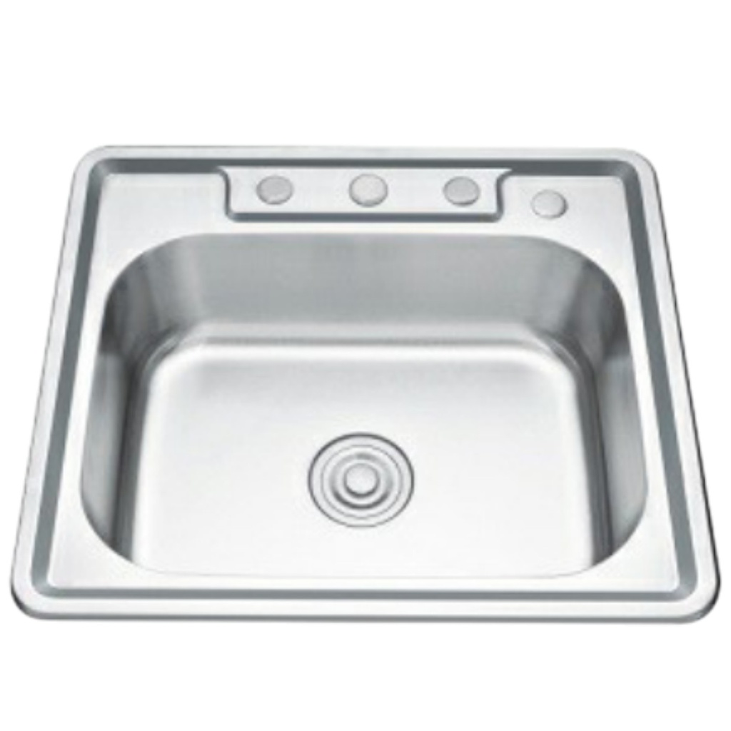Royal Homes Single Bowl Kitchen Sink 25.2 In. x 22.0 In. x 7.9 In., 304 Brushed Stainless Steel