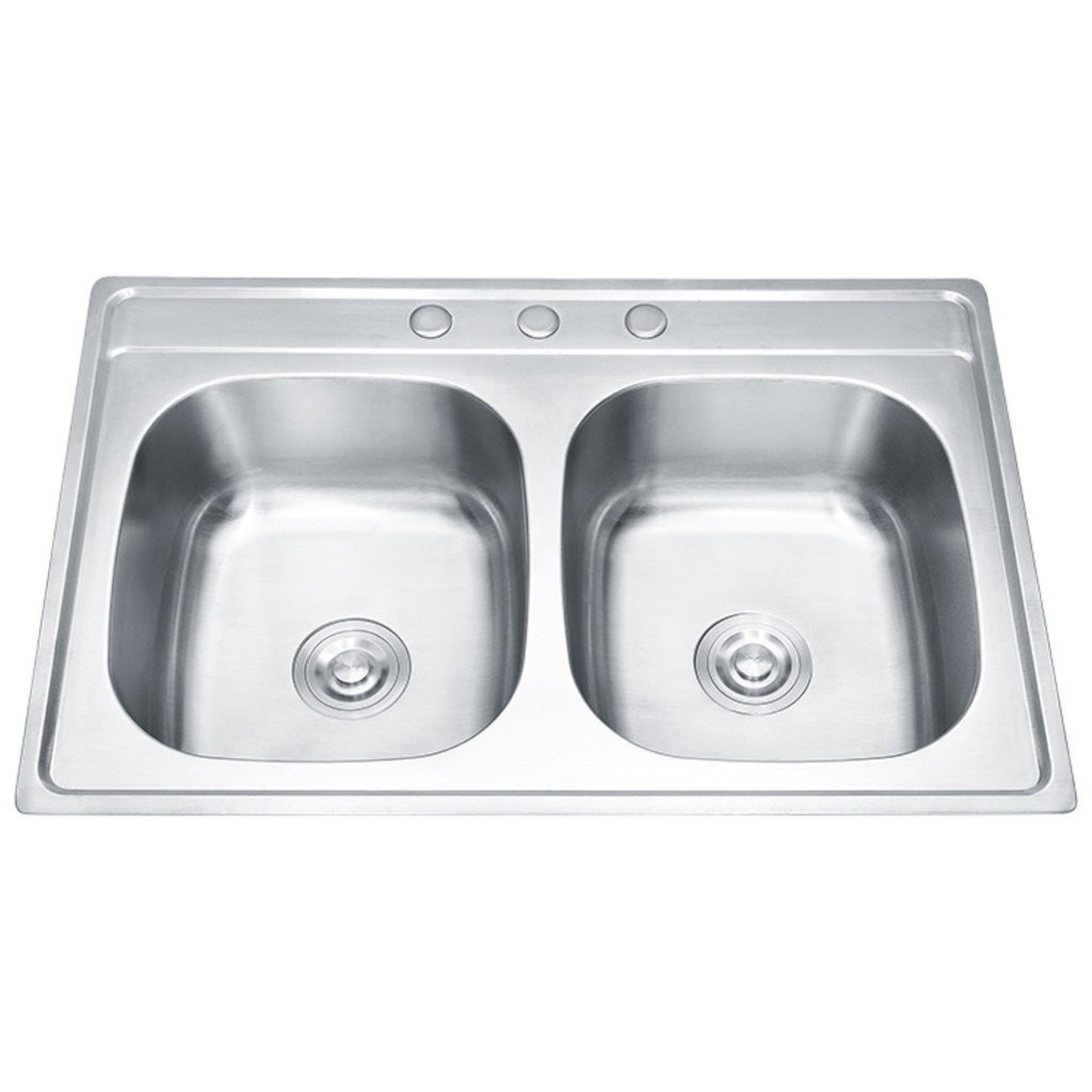Royal Homes Double Bowl Sink, 33.1 In. x 22.0 In. x 7.9 In., Stainless Steel
