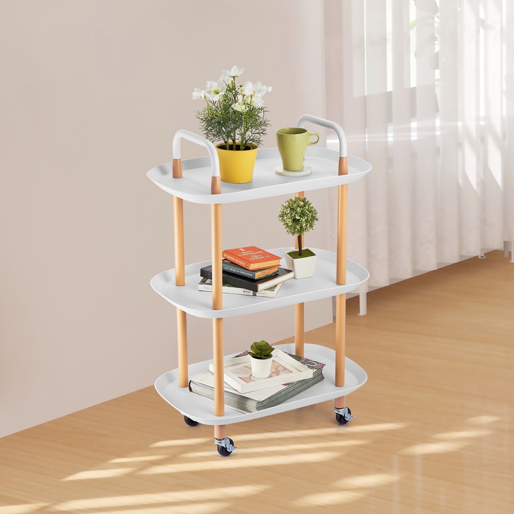 Home Details 3-Tier Rolling Storage Cart, White