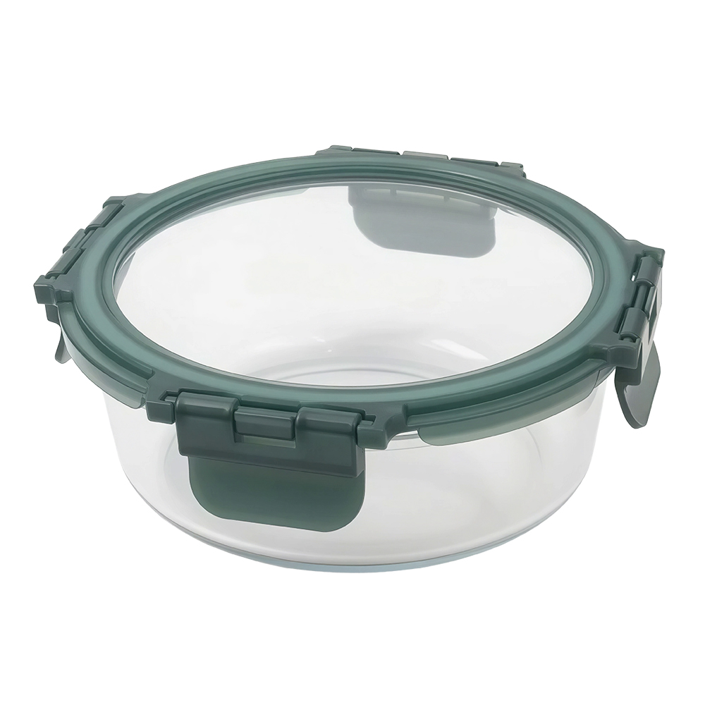 Windrose Glass Food Container Round 1300ml, Green