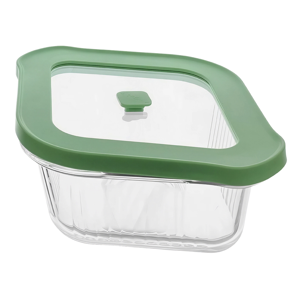 Windrose Glass Food Container Diamond 1070ml Green