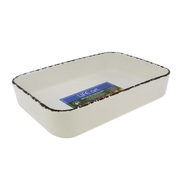 Life Art Porcelain Bakeware Rect. Cream/ Black