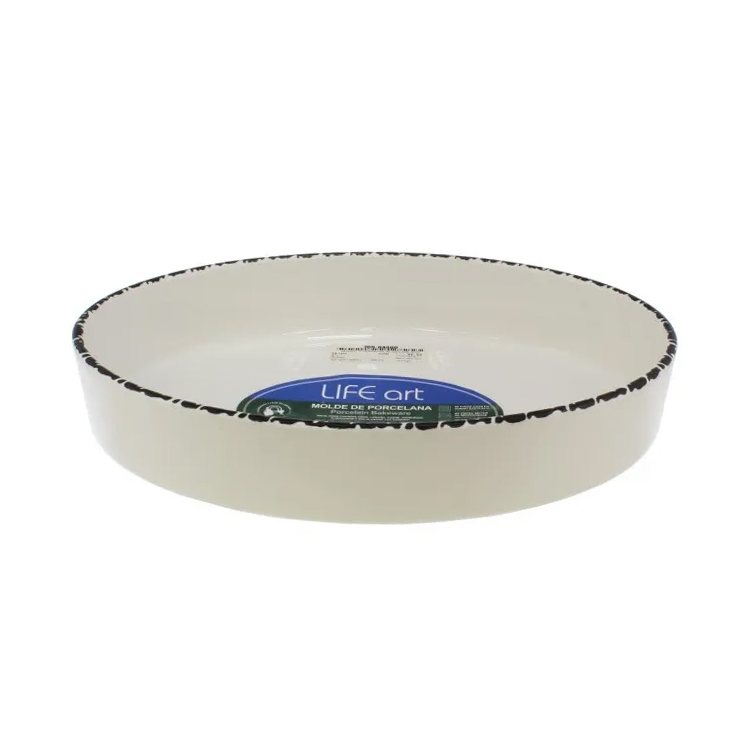 Life Art Porcelain Bakeware Oval Cream/ Black