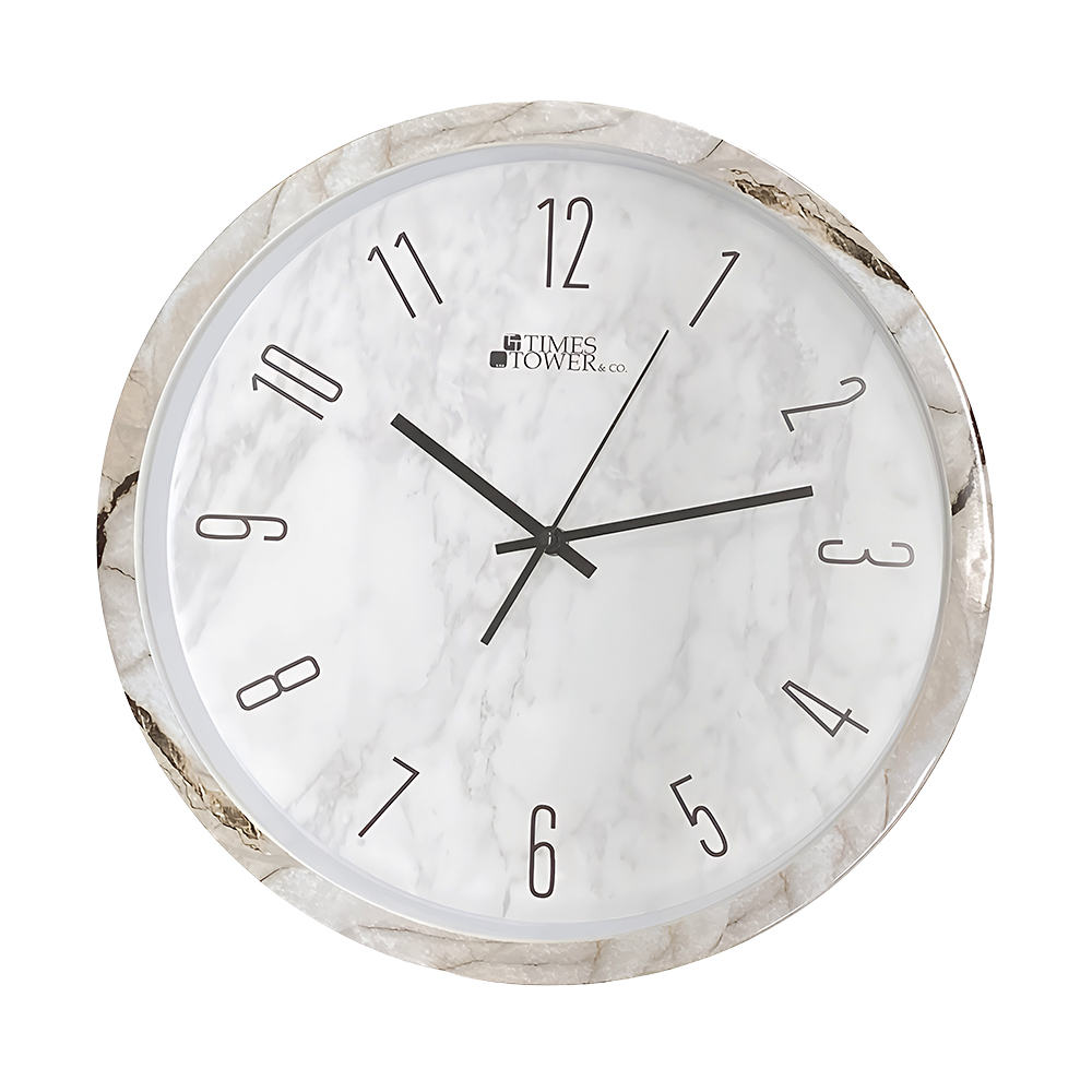 Times Tower Wall Clock 16cm White Marble
