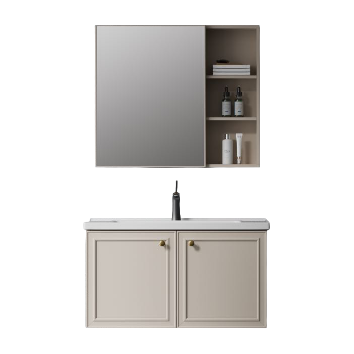 Bahit Bathroom Vanity with LED Mirror Cabinet 81x47.5x50cm Khaki