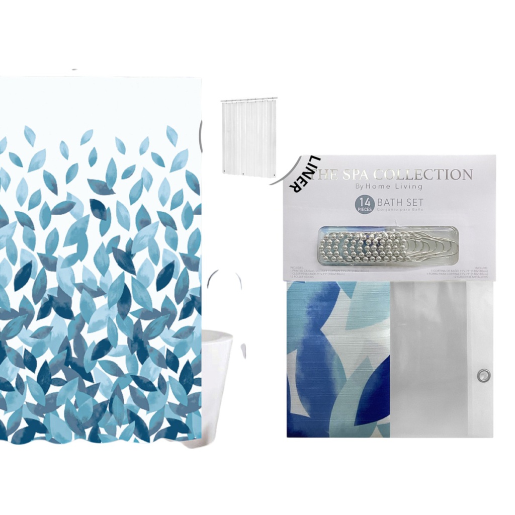 Spa Collection Print Shower Curtain Set 14pc