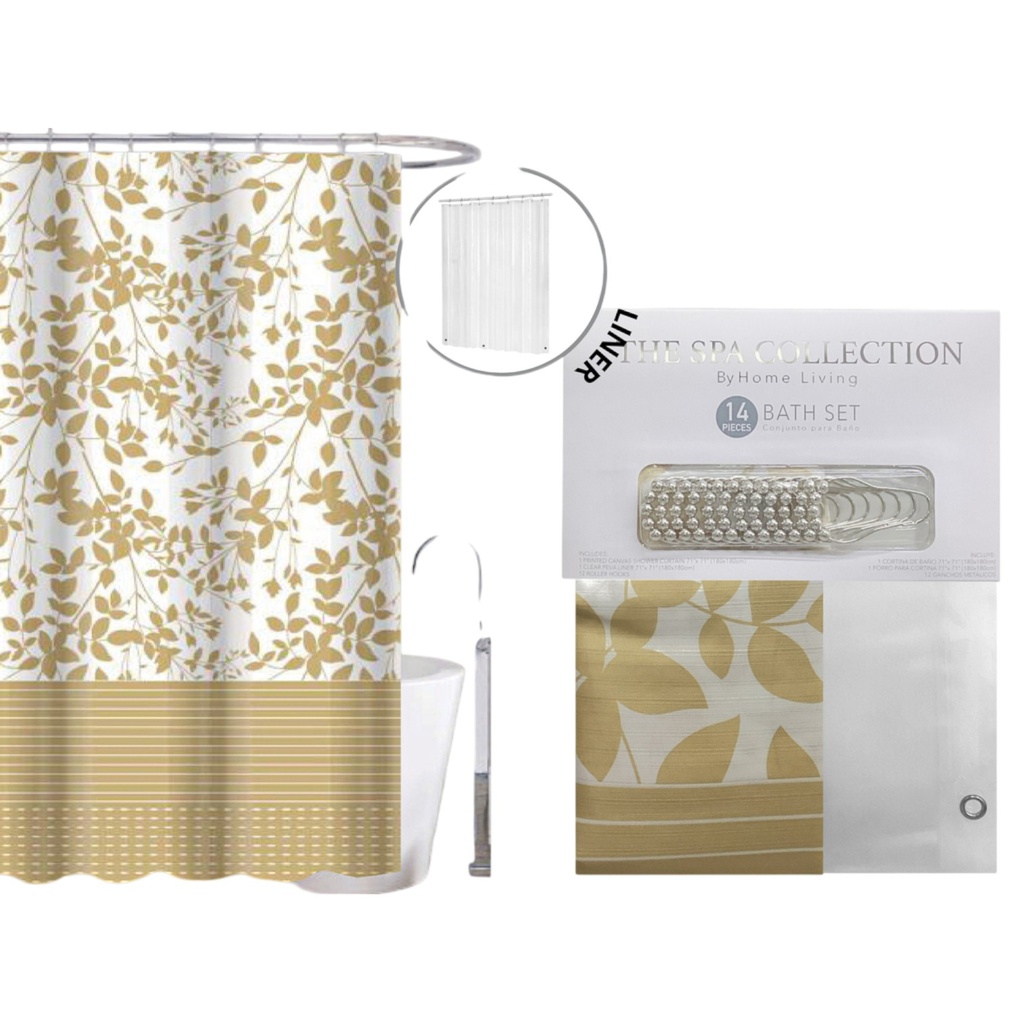 Spa Collection Print Shower Curtain Set 14pc