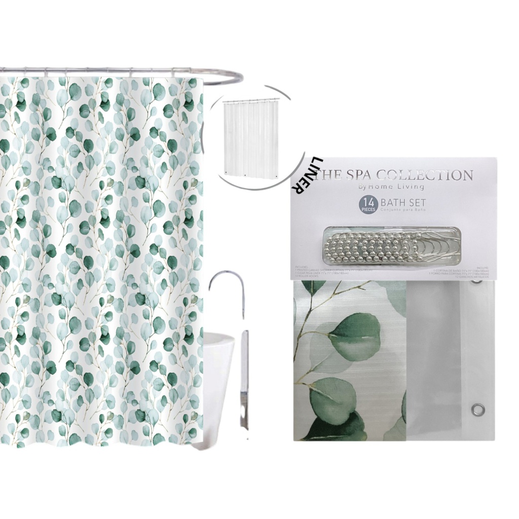 Spa Collection Print Shower Curtain Set 14pc