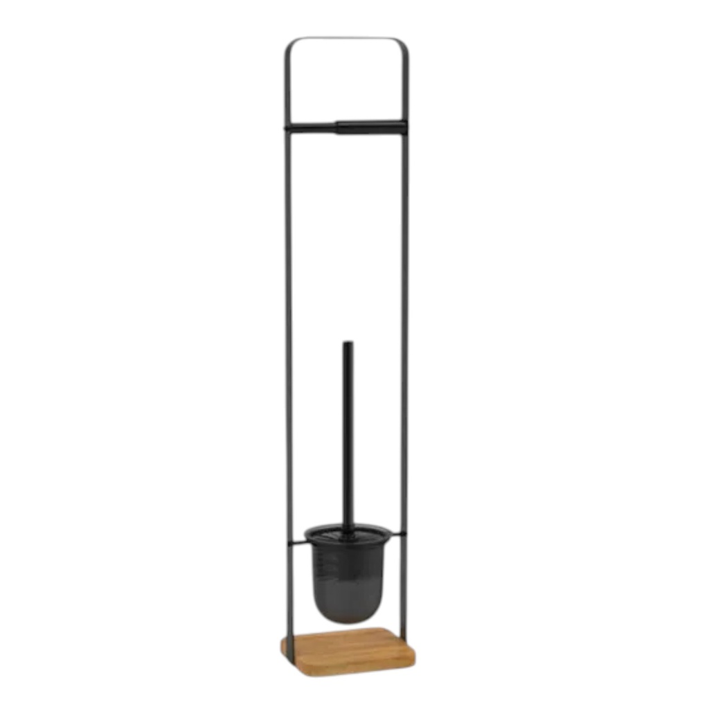 Spa Collection Toilet Brush with Toilet Paper Holder, Black