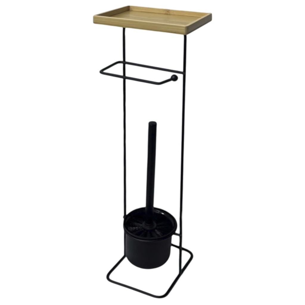 Spa Collection Toilet Brush with Toilet Paper &amp; Phone Holder, Black