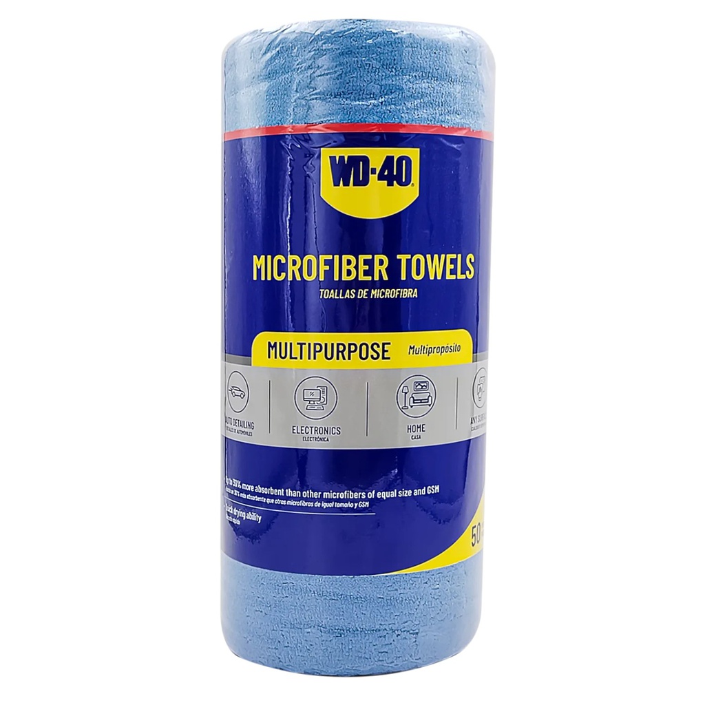 WD-40 Microfiber Towels 170g, 12x12 In. 50-pieces/ Roll