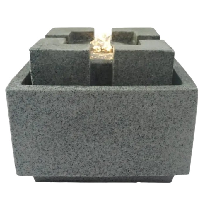 Decore Polyresin Fountain with LED Light, Grey