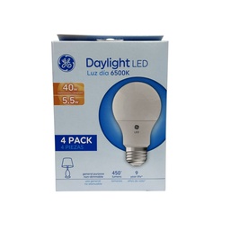 [E50008 / 93131590] GE LED Bulb 5.5W A19 6500K 450LM UL 4-pack